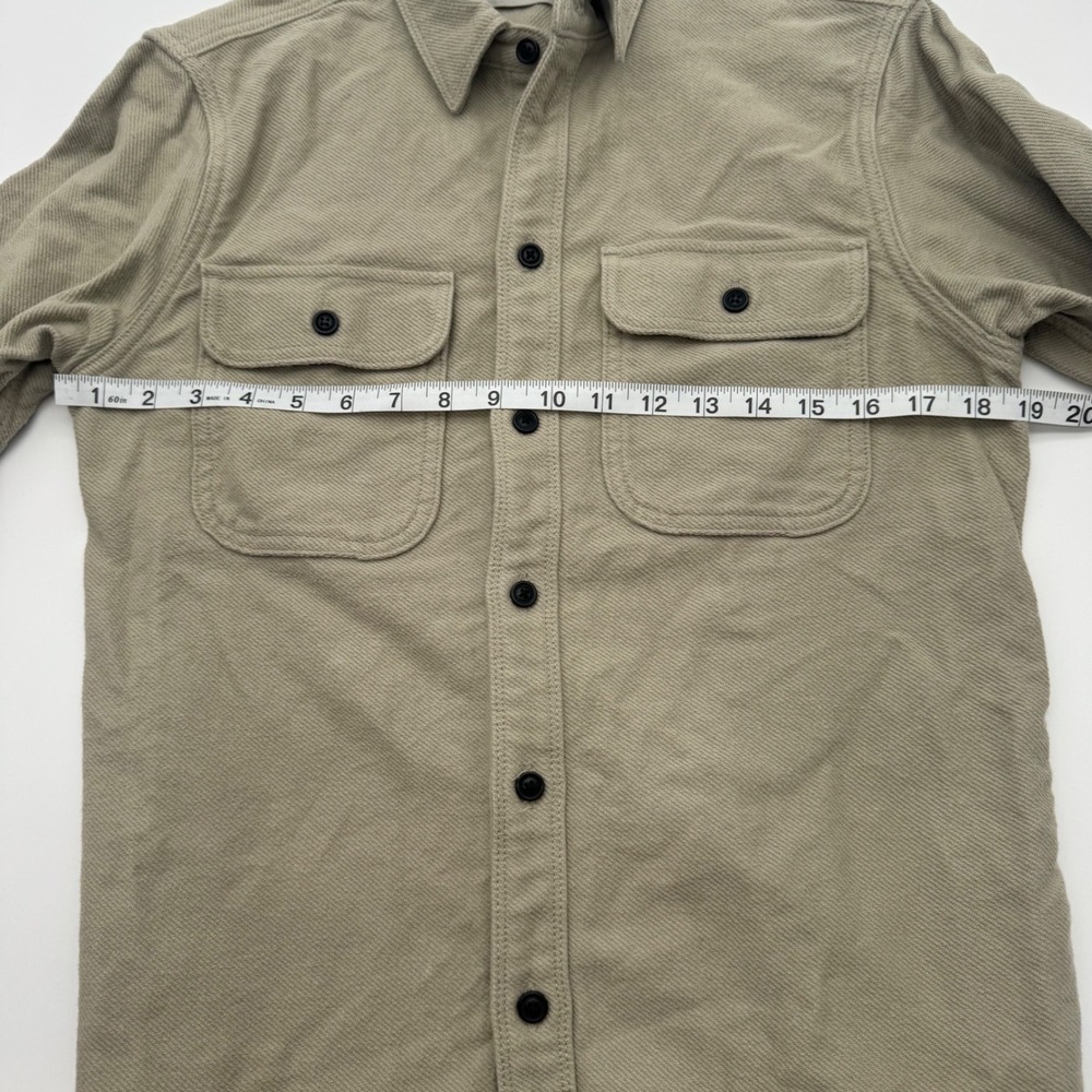 Everlane Mens Heavyweight Relaxed Flannel Shacket Khaki Cotton Twill Small - Picture 6 of 7